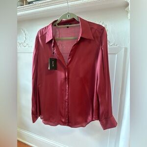 BNWT Massimo Dutti light burgundy satin shirt Sz 8